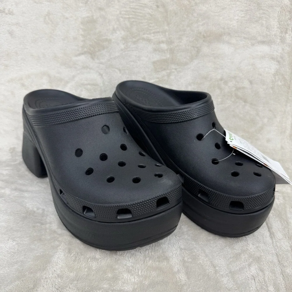 Crocs Siren Clog Black Platform Heels Unisex M10 W12 NWT 208547-001
